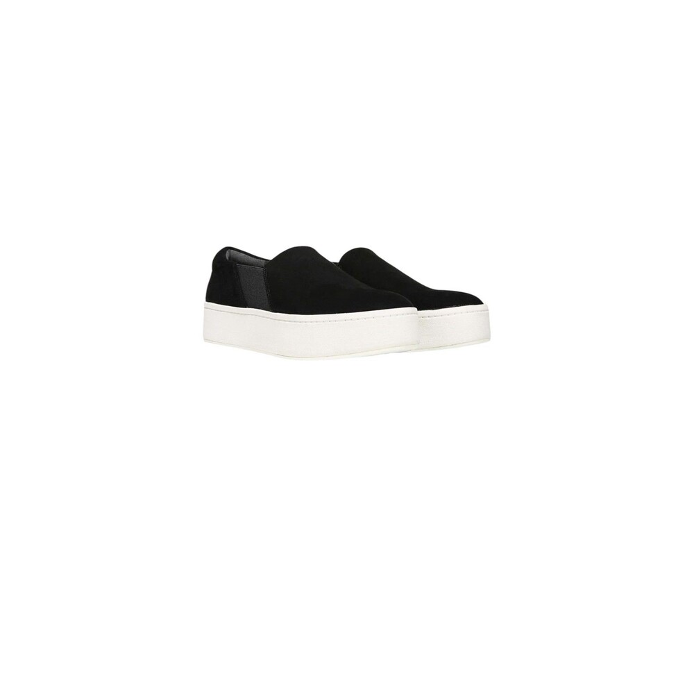 Vince Suede Warren Sneaker 7 M Black White Slip On Double Thick Rubber